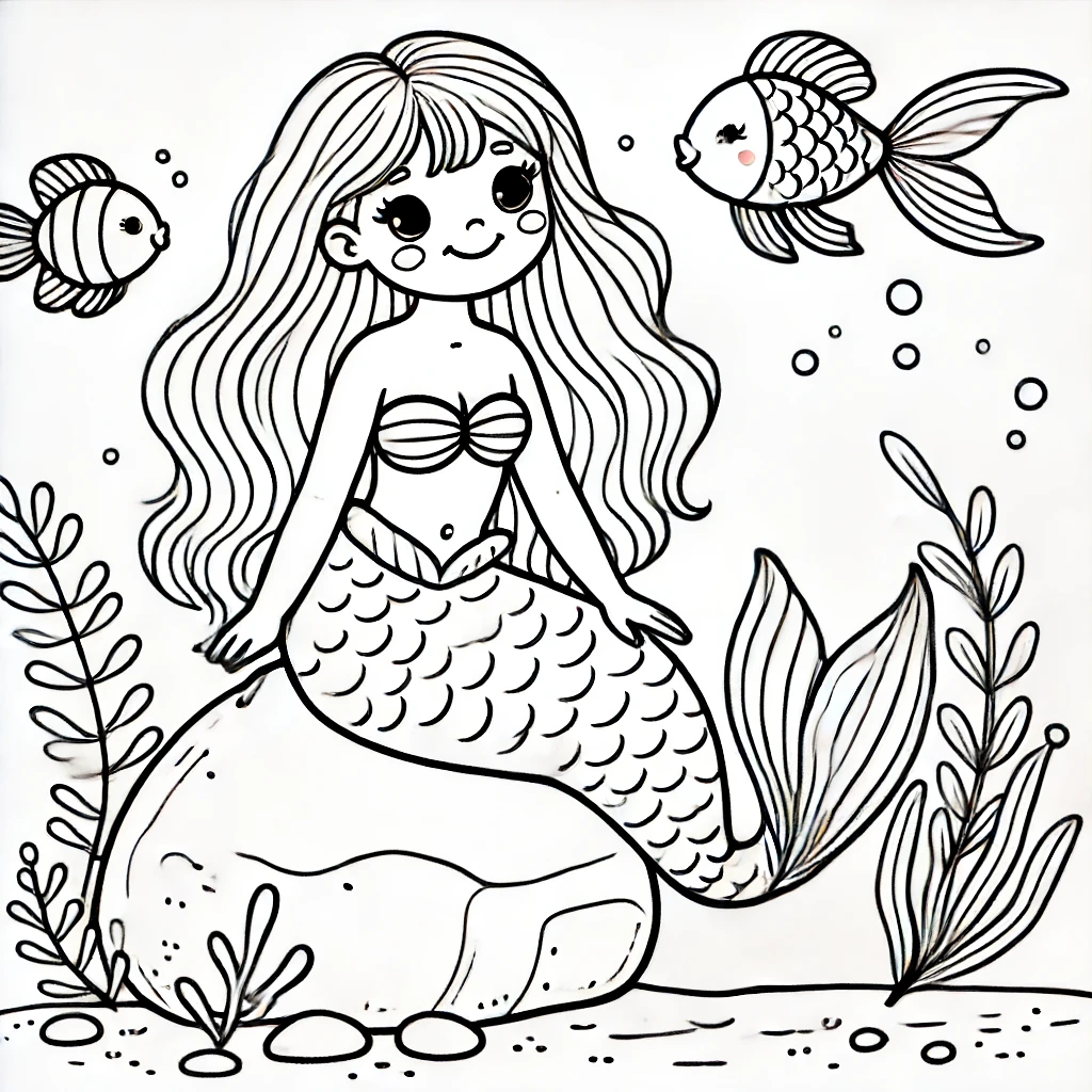 beautiful mermaid for coloring