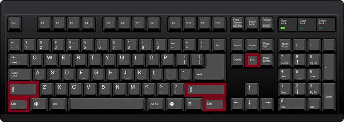ctrl+shift+end