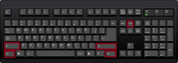 ctrl+shift+home